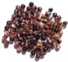 50 6mm Round Dark Topaz & White Glass Beads